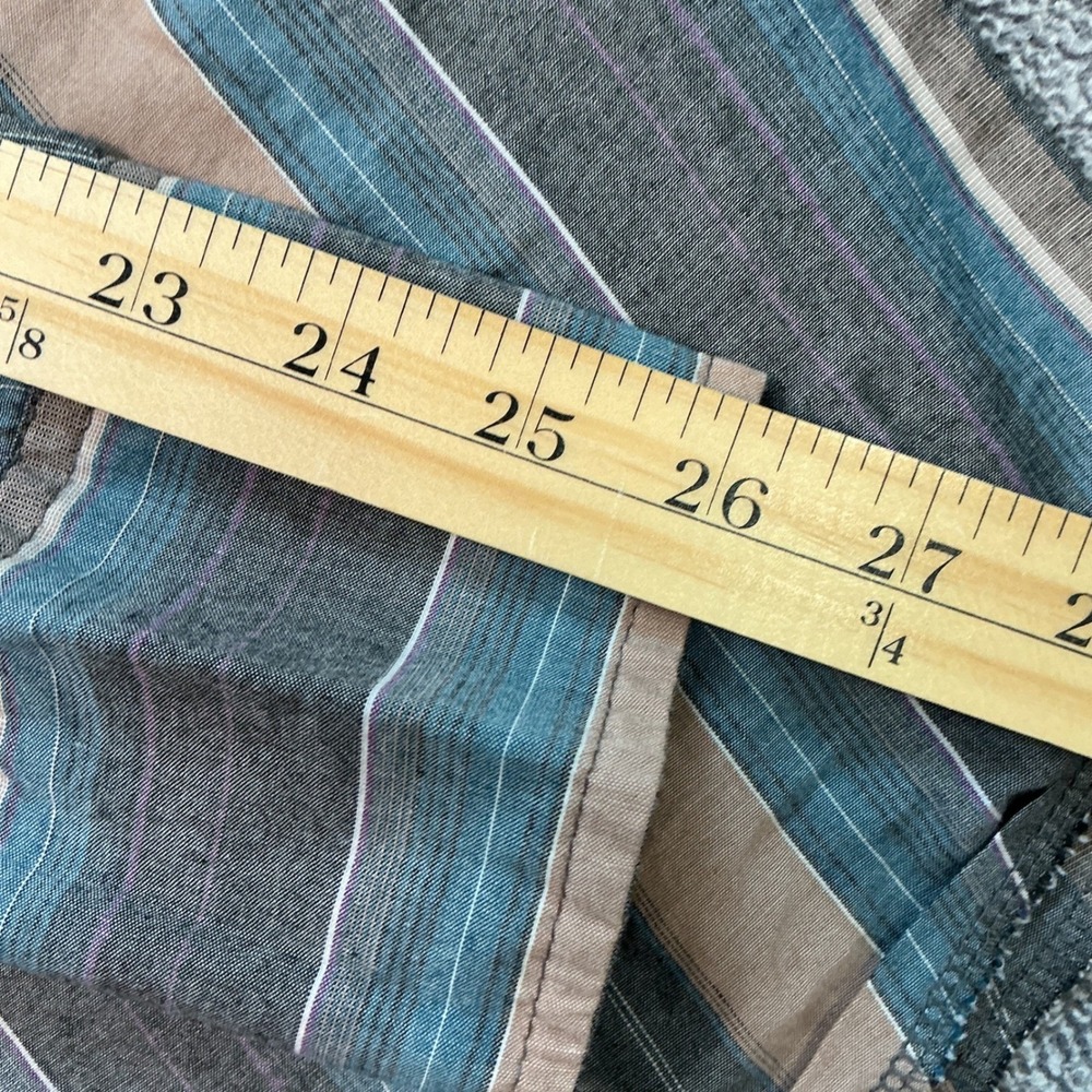 Wrangler Western Shirt Mens Large Blue Brown Striped Pearl Snap Long Sleeve L - Picture 6 of 8